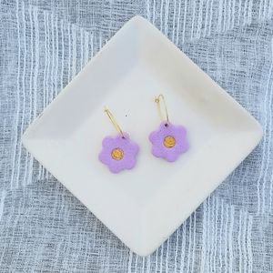Flower hoop polymer clay earrings